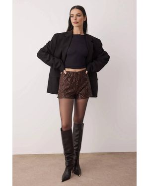 WOVCOR Super Mini Sequin Knitted Party Shorts - Black