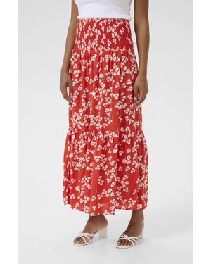 Kaffe Kamaxi Smock Waist Maxi Skirt - Red