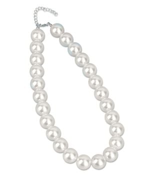 Neel Blue 18Mm Large Faux Pearl Necklace 45Cm Vintage Jewellery - White