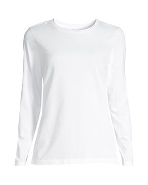 Lands' End Petite Supima Long Sleeve Crew Neck T-Shirt - White