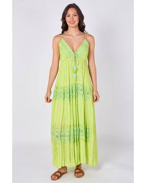 ELAINA FASHION Lace Detail Boho Maxi Dress - Green