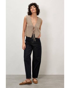 Apricot Aiko Dark Wash Barrel Jeans - Blue