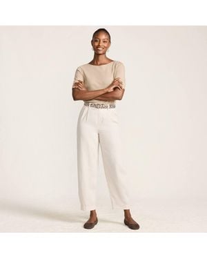 Lands' End Soft Ease Linen Blend Barrel Leg Trousers - Natural
