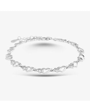 T.H.Baker Sterling Open Heart 7.5 Inch Bracelet B613528 - Metallic