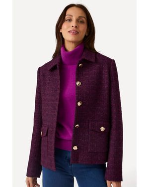 DAMART Textured Tweed Jacket - Purple