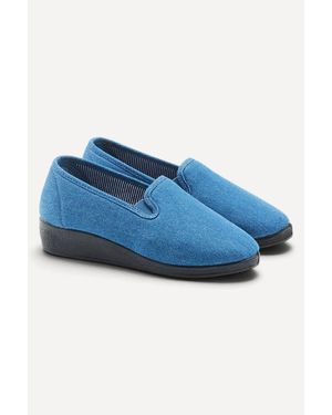 DAMART Elastic Insert Textile Slippers - Blue