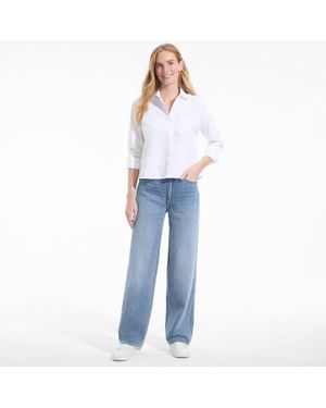 Lands' End 100% Cotton Mid Rise Baggy Jeans - Blue