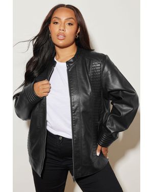 Yours Biker Faux Leather Jacket - Black
