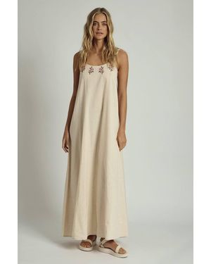 Native Youth Embroidered Strappy Maxi Dress - Natural