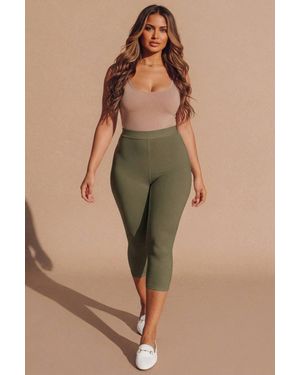Femme Luxe High Waisted Crop Leggings - Brown