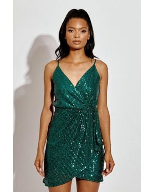 Stylewise Sequinned Wrap Front - Green