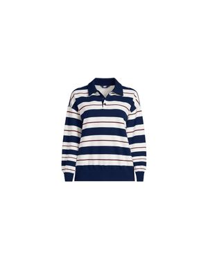 Lands' End Plus Serious Sweats Polo Collar Sweatshirt - Black