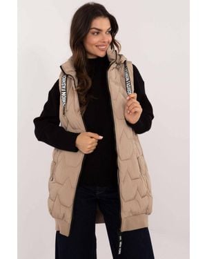Love Lace Quilted Insulated Vest With Detachable Hood Style 200965 - Black