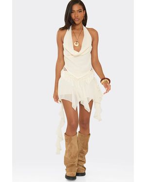 EGO Drape Low Rise Mini Skirt - White