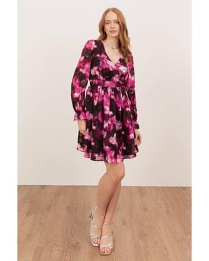 Lovedrobe Long Sleeve Faux Wrap Mini Dress - Red