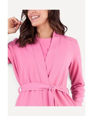 DAMART Belted Waffle Knit Jersey Dressing Gown - Pink