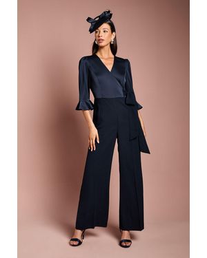 Coast Wrap Top Tie Side Jumpsuit - Blue