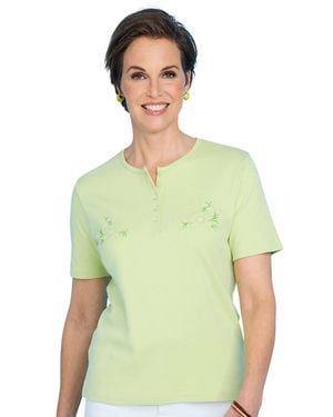 Chums Grandad Top With Embroidery - Green