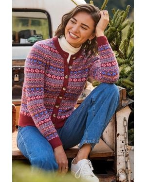 Joe Browns Autumn Days Fairisle Cardigan - Purple