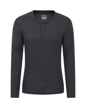 Mountain Warehouse 'Talus' Long Sleeve Thermal Henley Top Soft Casual Quick Dry T-Shirt - Black
