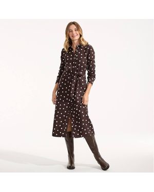Lands' End Petite Premium Pure Linen Midi Shirt Dress - Brown