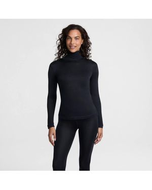Lands' End Lightweight Silk Interlock Roll Neck Top - Black