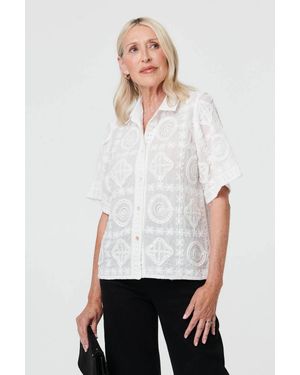 Izabel London Sparkly Embroidered Texture Shirt - White