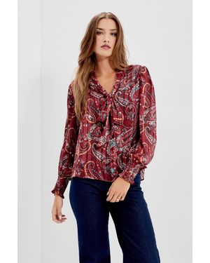 Finery London Mavis Printed Chiffon Blouse - Red