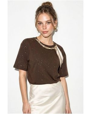 Bianco Lucci Oversized Cotton Jersey Crew Neck T-Shirt - Brown