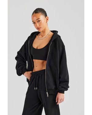 CERNUCCI Oversized Zip Through Hoodie - Black