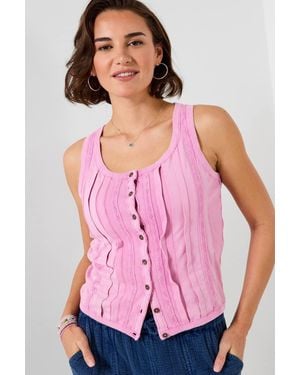 Joe Browns Boho Acid Dye Button-Through Vest - Pink