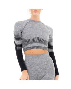 Smart Living Flexible & Stylish Gradient Long Sleeve Crop Top - Grey