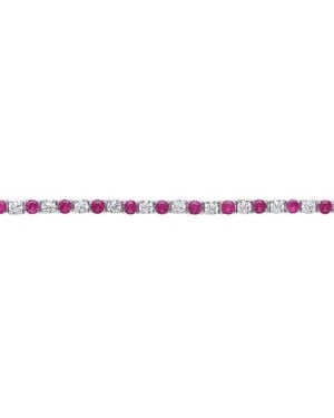 Jewelco London Rose Cz Eternity Tennis Bracelet 4Mm 7.25" - Purple