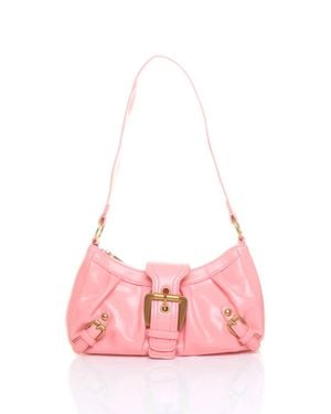 AJVANI Slouchy Shoulder Strap Buckle Grab Bag - Pink