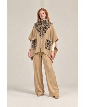 James Lakeland Faux Fur Leopard Cape - Natural