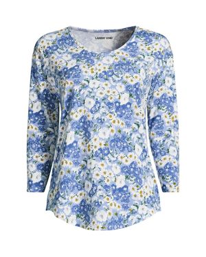 Lands' End Plus Three-Quarter Sleeve Lightweight Tunic Top - Blue