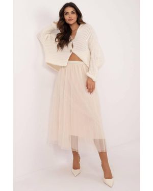 Love Lace Office Lined Midi Skirt - Natural