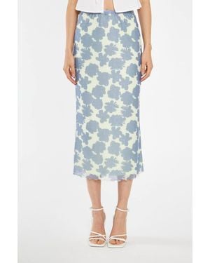 Shnoo Mid Waist Midi Skirt - Blue