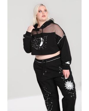 Hell Bunny Solaris Printed Cropped Hoodie - Black