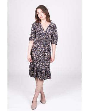Solo Smock Abstract Wrap Dress - Blue
