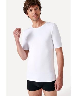 DAMART Medium Warmth Thermolactyl Short Sleeve Round Neck T-Shirt - White