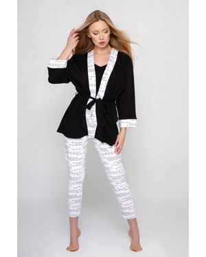 KDMD Cotton Bathrobe With Bright Piped Trim - White
