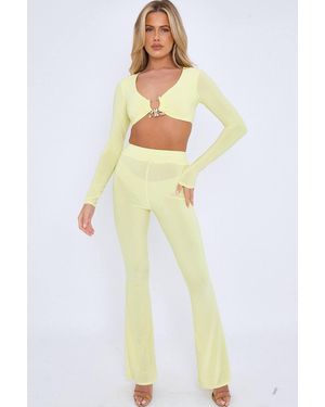 Stylewise Ring Detail Long Sleeve Crop Top - White