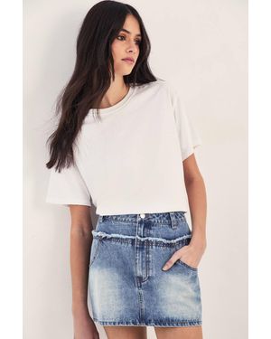 Nasty Gal Double Waistband Denim Mini Skirt - Blue