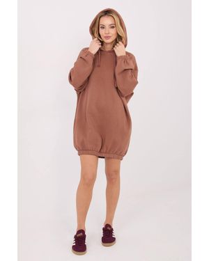 Love Lace Oversized Hooded Sweatshirt Dress With Pockets Style 222497 - Red