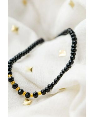 The Colourful Aura Beads Elegant Indian Mangalsutra Nazaria Tiny Beaded Bracelet - Black