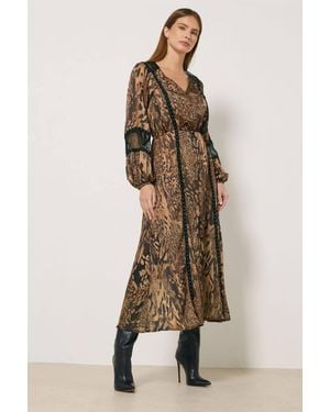 Star by Julien MacDonald Animal Button Through Midi Dress - Natural