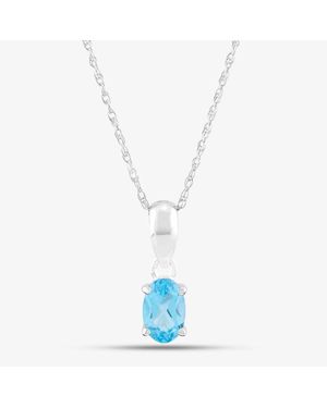 T.H.Baker 9Ct Oval Cut Topaz Necklace Ojs0006P-Sbt 9Kw - Blue