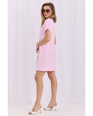 Love Lace Wrap Short Sleeve Blazer Dress - Pink