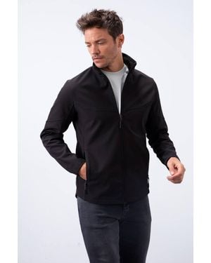 TOMMY LIFE Solid Scuba Zip-Front Jacket - Black